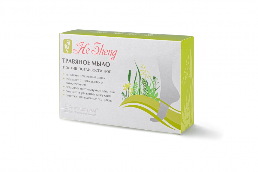 Травяное мыло против потливости ног ОТ ГРИБКА СТОПЫ И НОГТЕЙ, ОТ НЕПРИЯТНОГО ЗАПАХА И ЗУДА He Sheng MeiTan